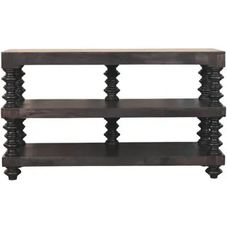 Artisan Furniture Konsolentisch in tiefem Carbon-Escheton, 2 Ablagen, braun mit Carbon-Finish , Dunkelbraun , Holz , Echtholz,Mangoholz , Rechteckig , rund , 130x76x40 cm , FSC 100% , Wohnzimmer, Wohnzimmertische, Konsolentische
