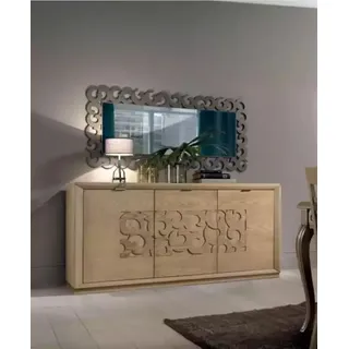 Luxus Sideboard Spiegel Wohnzimmer Holz Schrank Kommoden Braun 2tlg