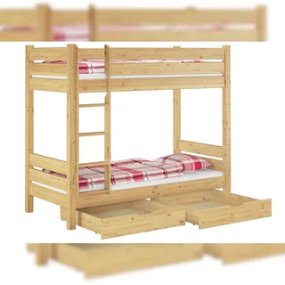 Erst-Holz Etagenbett Nische 100 90 x 200 cm Kiefer massiv naturbelassen braun