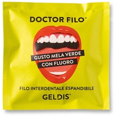 GELDIS Expandierbare Zahnseide Floss - Doctor Filo ist eine Expandierende Aromatisierte Floss Zahnseide,100% Vegan, Vielseitig für den Täglichen Gebrauch,100% recycelbar (Grüner Apfel, 30 mt)
