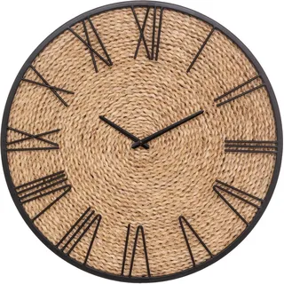 Wanduhr/Wanduhr Mumbai - Dia 50 cm - Metall/Jute - beige/schwarz - Kuche/Zimmer - Braun