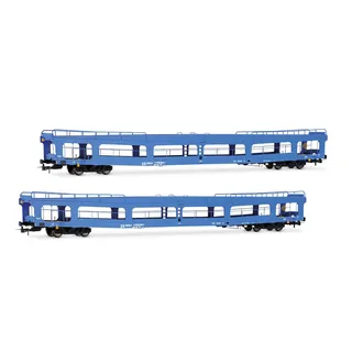 Rivarossi HR4421 DR, 2er-Packung DDm 916 Autotransporter, Blaue Lackierung, Ep. IV Railway 2X Reisezugwagen
