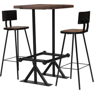 The Living Store Bar-Set 3-tlg. Altholz Massiv - Braun