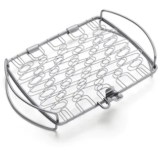 Weber Fisch & Gemüsehalter/Korb - Klein (28 x 20cm), aus Edelstahl, Ideal zum BBQ/Grillen von empfindlichen Grillgut, einfaches Wenden auf dem Grill, spühlmaschinenfest - Silber (6470)
