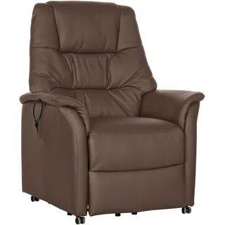 Welnova Fernsehsessel , Braun , Leder , Echtleder , Spaltleder , Uni , 88x114x88 cm , Relaxfunktion, Aufstehhilfe , Wohnzimmer, Sessel, Ledersessel