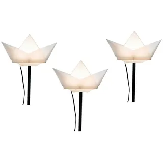 P & B Solarleuchte , Weiß , Kunststoff , 3-teilig , 15x8.5x8 cm , mit Schalter, Dämmerungssensor , Lampen & Leuchten, Außenbeleuchtung, Solarleuchten