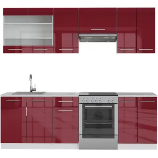 Vicco Küchenzeile Fame-Line 240 cm Bordeaux Hochglanz