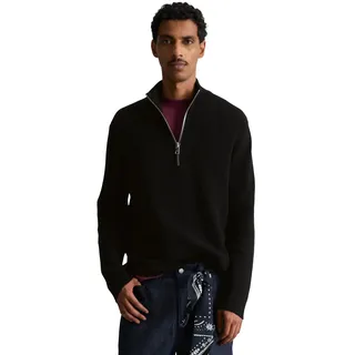 Troyer MARC O'POLO DENIM, Herren, Gr. M, schwarz, Strick, Obermaterial: 100% Baumwolle, relaxed fit, Bündchen, Pullover Troyer, relaxed fit aus reiner Bio-Baumwolle