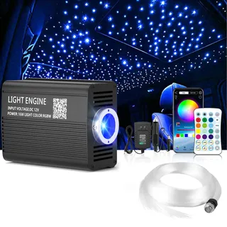 Twinkle LED Fiber Optic Starlight für Auto, App/RF Fernbedienung LED Fiber Optic Star Deckenleuchten Kit mit 300pcs, 3m.0.75mm mit Musik Modus