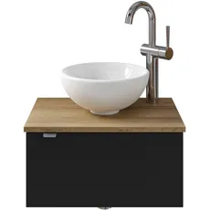 Saphir Waschtisch »Serie 6915 Waschschale mit Unterschrank für Gästebad, Gäste WC«, 51 cm breit, 1 Tür, Waschtischplatte, kleine Bäder, ohne Armatur, schwarz