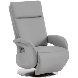 Cantus Relaxsessel , Hellgrau , Metall , Echtleder , Color-Finish-Leder , 70x108x80 cm , Goldenes M , Fußauswahl, Lederauswahl, Stoffauswahl, Relaxfunktion, Sitzfläche 360° drehbar, inklusive Armlehnen , Wohnzimmer, Sessel, Ledersessel