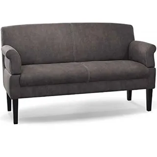 Cavadore 3-Sitzer Küchensofa Malm, Sitzbank für Küche oder Esszimmer in Lederoptik, Inkl. Armteilverstellung, Federkern und moderner Kontrastnaht, 182 x 97 x 78, Mikrofaser: grau