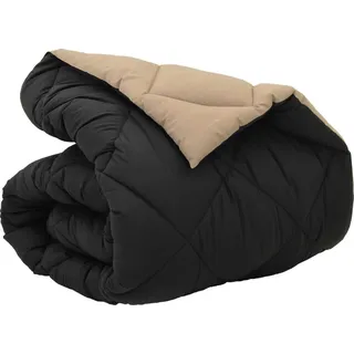 Winterbettdecke Schwarz und Taupe 135 x 200 cm Mikrofaser - Schwarz