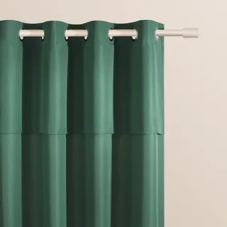 room99 Vorhang mit Silberen Ösen Mia 140 x 280 cm Breite x Höhe Schiebegardinen Modern Curtain Wohnzimmer Schlafzimmer Flaschengrün, 1 Stück