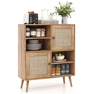Costway Sideboard 80 x 29,5 x 97 cm hellbraun / beige