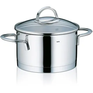 kela Fleischtopf 16cm CAILIN, Kochtopf Induktion 1,75 L, Edelstahl 18/10, Glasdeckel, Kochtopf klein, unbeschichtet