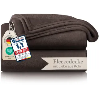 Blumtal Kuscheldecke flauschig - Oeko-TEX zertifizierte Fleecedecke 130x150 cm - Wohndecke 130x150 cm - Decke Couch als Wohn- & Kuscheldecke - Wohndecke Kuscheldecke Dunkelbraun