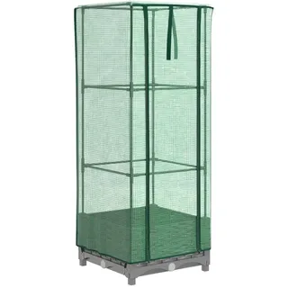 vidaXL Hochbeet mit Gewächshaus-Aufsatz Rattan-Optik 40x40x123 cm - Grau