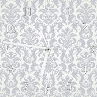 Wallario Design Wanduhr Königliche Schnörkelei in weiß und blaugrau aus Echtglas, Größe 20 x 20 cm - Blau