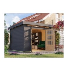 Karibu Gerätehaus Kumla 6 inkl. Rundbogentür Terragrau 7 m2