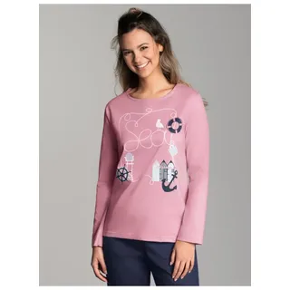 Trigema Schlafanzug »TRIGEMA Pyjama Oberteil mit maritimem Printmotiv« 1 tlg., lila