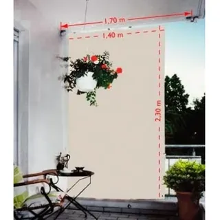 Floracord Senkrechtsonnensegel 230 x 140 cm mit Zubehör montagefertig, silbergrau