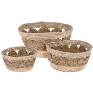 3er Set Aufbewahrung Korb aus Jute beige 15x30 cm Dekokorb geflochtener Korb