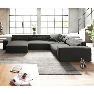 DeLife Wohnlandschaft Sirpio XL 360x260 cm Mikrofaser Schwarz Recamiere variabel, Wohnlandschaften