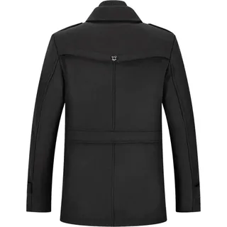 Herren Wintermantel, Slim Fit Zweiteiliger Mantel für Business und Freizeit, Wollmantel mit Stehkragen Peacoat und Warmer Integrierter Innenjacke, Herren, Schwarz, 3XL - Schwarz