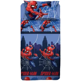 Bettwäsche-Set für französisches Bett, Disney, Bettlaken, Spannbettlaken, Kissenbezug, Blau, 100% Baumwolle, offizielles Produkt