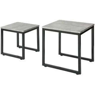 SoBuy Couchtisch 2er Set Grau , Holzwerkstoff , 50x50x50 cm , Wohnzimmer, Wohnzimmertische, Beistelltische