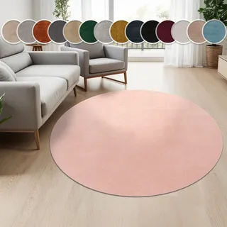Paco Home Teppich »Cadiz 630«, rund, 22 mm Höhe, Kurzflor, Uni-Farben, besonders weich, waschbar,