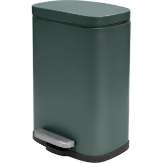 Spirella Kosmetikeimer 5 Liter Edelstahl mit Absenkautomatik und Inneneimer "Akira" Badezimmer Mülleimer Softclose Abfalleimer Dunkelgrün - Grün