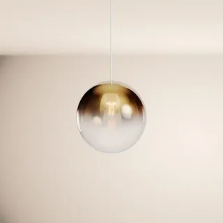 s.luce Galerieleuchte Orb 5m Abhängung Gold Verlauf/Weiß Ø 30cm , Goldfarben , Glas , Rund , E27 , 30x30x30 cm , Lampen & Leuchten, Innenbeleuchtung, Hängeleuchten, Pendelleuchten