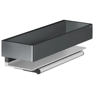 KEUCO EDITION 11 Duschablage mit Glasabzieher, abnehmbar, 11159130000, Farbe: Schwarzchrom gebürstet
