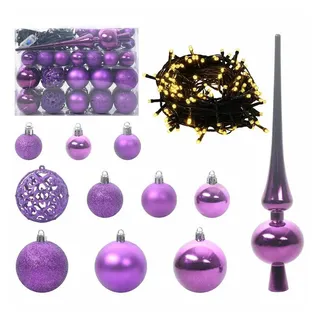 vidaXL Weihnachtskugel-Set mit 150 LEDs 61 pcs Lila Kunststoff