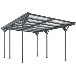 Juskys Einzel-Carport 5,05 x 3,03 m Dunkelgrau inkl. Regenrinne