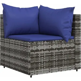vidaXL Garten-Ecksofa mit Kissen Grau Poly Rattan - Grau
