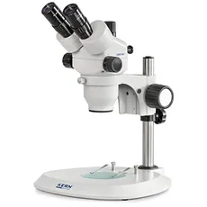 Stereo-Zoom Mikroskop [Kern OZM 543] Das Hochwertige für routinierte Anwender, Tubus: Trinokular, Okular: HSWF 10x Ø23 mm, Sehfeld: Ø32,8-5,1 mm, Objektiv: 0,7x - 4,5x, Ständer: Säule