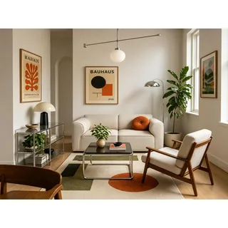 Tatyana Modulsofa Creme-Beige : Ecksofa für kleine Räume & 2-Sitzer Set, Massivholzrahmen