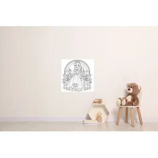 Queence Wandsticker »Prinzessin« DIY-Wandsticker zum Bemalen, weiß