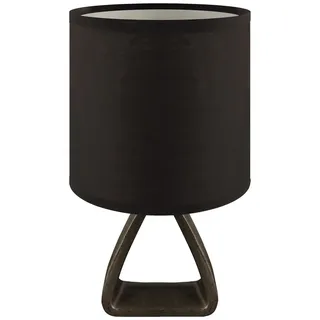 Licht-Erlebnisse Nachttischlampe Tischleuchte Keramik Stoff E14 27 Cm Schwarz