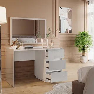 Vicco Schminktisch Marla, 120 cm mit 3 Schubladen, Weiß Hochglanz
