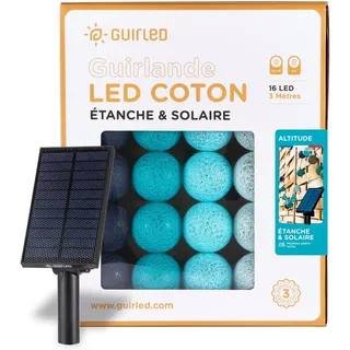 GuirLED - Außengirlande mit Lichtkugeln LED-Guinguette - Wasserdicht IP55 - Hocheffizientes Solarpanel - Automatisches EIN/AUS - 16 Kugeln 3 m-Höhe