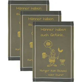 Geschirrtuch ROSS "Männer haben auch Gefühle... Hunger zum Beispiel oder Durst", braun (braun, orange), B:50cm L:70cm, 100% Baumwolle, Geschirrtücher, Geschirrtuch, Sprüchetuch, aus 100% Baumwolle