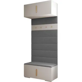 MEBLE KRYSPOL Inova 1 Flurmöbel-Set, 236,7x100x47cm - Weiß, Gold, Manila 16