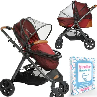 Baby Moskitonetz für Kinderwagen - Extra geräumiges Design mit Doppelreißverschluss - Elastisch für passgenaue Befestigung des Netzes, passt auf Trage, Babykorb, Jogger & Autositz