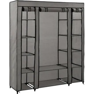 The Living Store Stoffschrank mit Fächern Kleiderstangen Grau 150x45x176cm - Grau