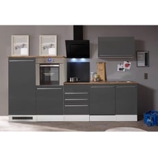 Bild Küchenzeile Gabriel Doppelblock 290 cm E-Geräte grau hochglänzend