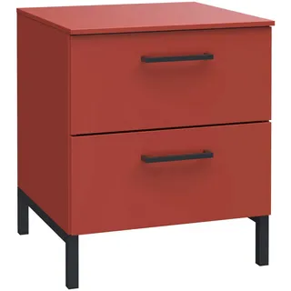 Novel Nachtkästchen , Rot, Koralle , Metall , 2 Schublade(n) Schubladen , 42x51x41 cm , Typenauswahl, Soft-Close-System , Schlafzimmer, Nachtkästchen